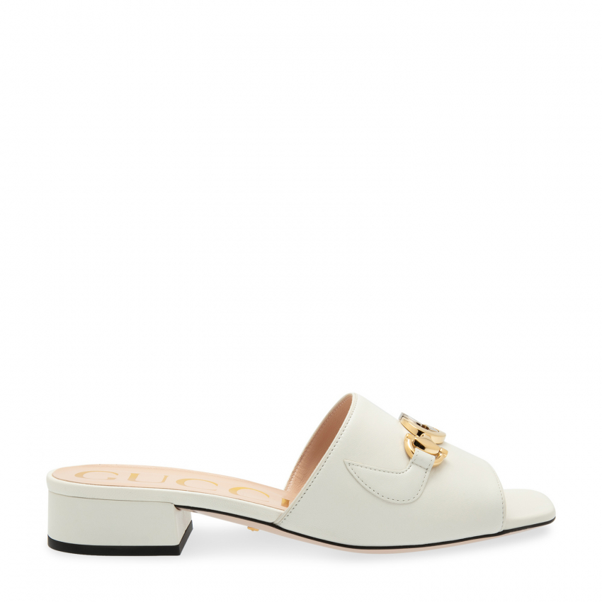 Gucci Zumi leather slides for Women White in Qatar Level Shoes