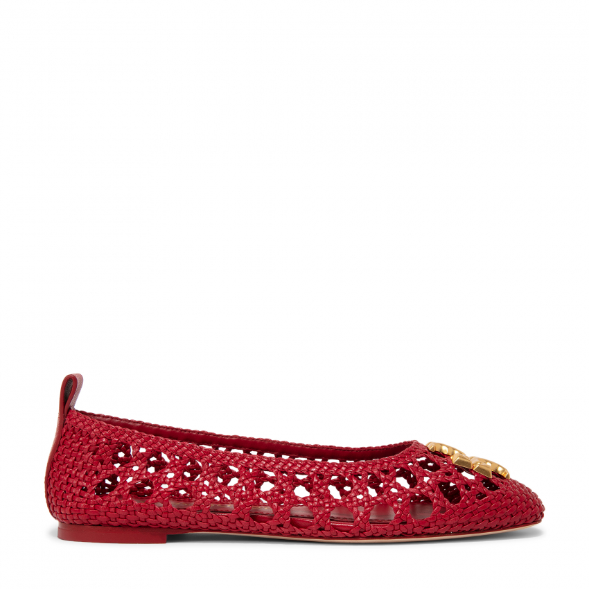 Tory Burch Eleanor woven ballet flats for Women - Red in Qatar | Level Shoes