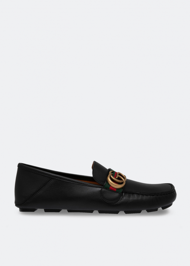 Web leather driver loafers