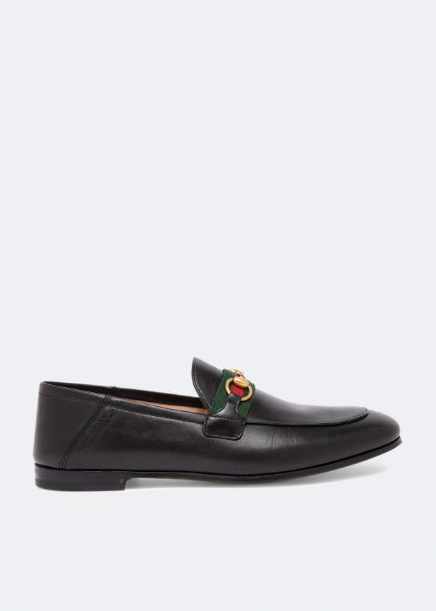 Web leather loafers
